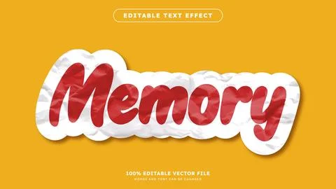 Editable Text Effect with with crumpled paper style text effect editable Stock Illustration