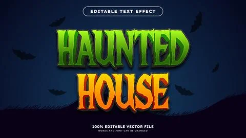 Editable text effect customizable Halloween 3d font style with Halloween Ba.. Stock Illustration