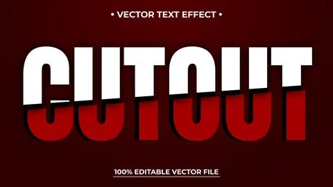 Editable text effect - Cut Out sliced text effect 스톡 일러스트