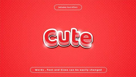 Editable text effect cute with pattern background red color vector Stockillustratie