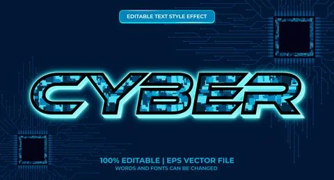 Editable text effect - cyber text style. Futuristic Technology text effect Stock Illustration