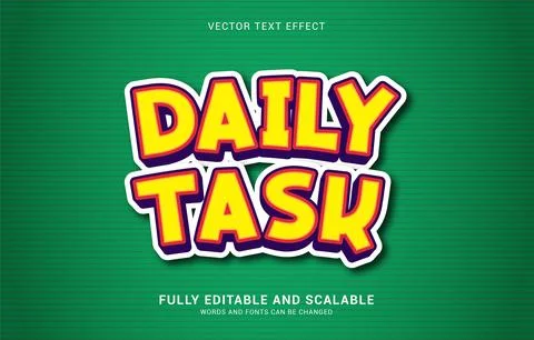 Editable text effect, Daily Task style Stock Illustration