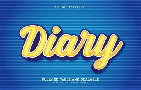 Editable text effect, Diary style Stock Illustration