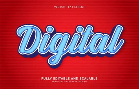 Editable text effect, Digital style Stock Illustration