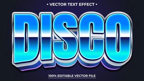 Editable text effect Disco Party 3d template gradient style Stock Illustration
