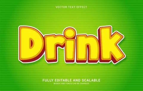 Editable text effect, Drink style Stock Illustration