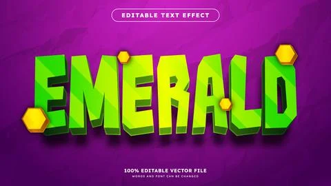 Editable text effect emerald gemstone green modern style Illustrazione stock