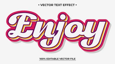 Editable text effect Enjoy 3d vintage retro style premium vector Illustrazione stock