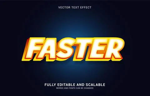 Editable text effect, Faster style Illustrazione stock