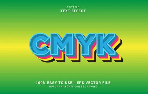 Editable text effect, four color style Stock Illustration