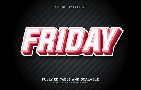 Editable text effect, Friday style Stock Illustration