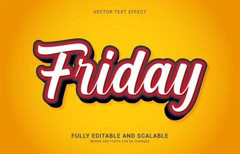 Editable text effect, Friday style Stock Illustration
