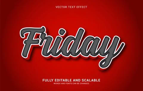 Editable text effect, Friday style Stock Illustration