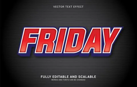 Editable text effect, Friday style Stock Illustration