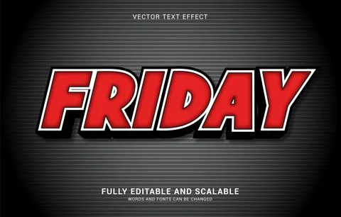 Editable text effect, Friday style Illustrazione stock