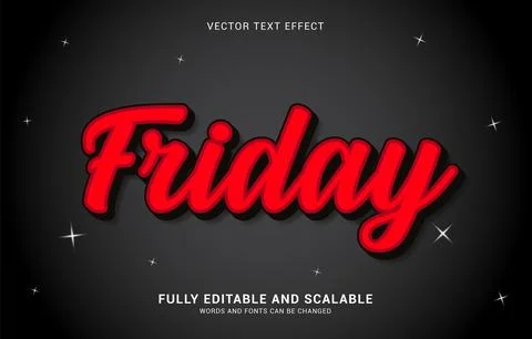 Editable text effect, Friday style Stock Illustration