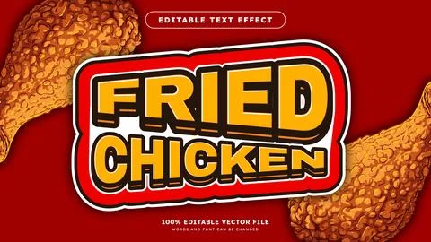Editable text effect Fried Chicken text with modern color style Illustrazione stock