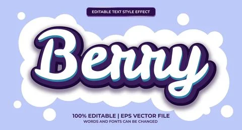 Editable text effect fruit berry style Stock Illustration