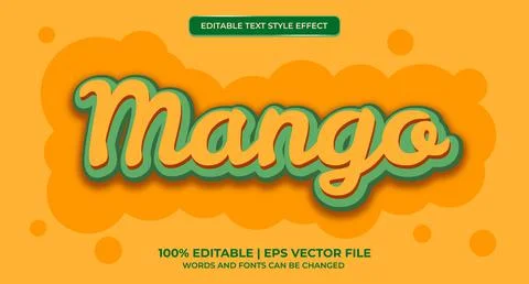 Editable text effect fruit mango style Stock Illustration