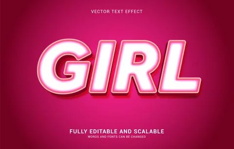 Editable text effect, Girl style Stock Illustration