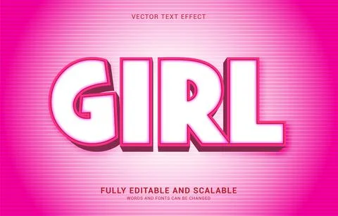 Editable text effect, Girl style Stock Illustration