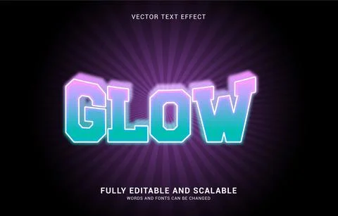 Editable text effect, Glow style Stock Illustration