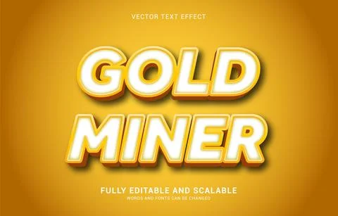 Editable text effect, Gold Miner style Stock Illustration