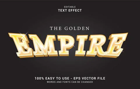 Editable text effect, Golden Empire style Stock Illustration