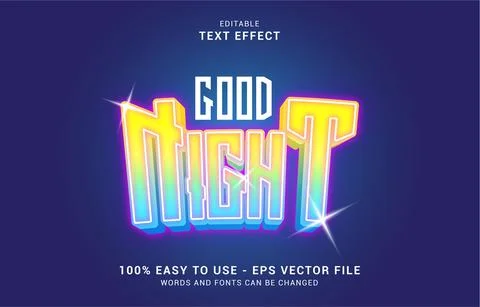 Editable text effect, Good Night style Stock Illustration
