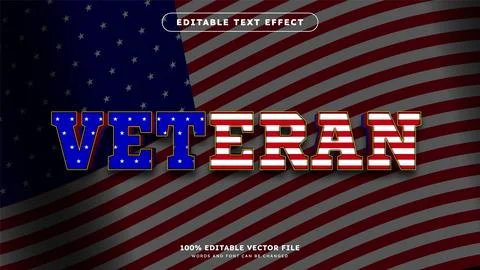 Editable Text Effect Graphic Style with American Flag in 3d Typography on B.. Stock Illustration