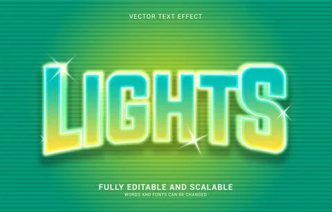 Editable text effect, Green Lights style Stock Illustration