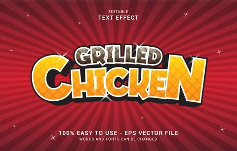 Editable text effect, Grilled Chicken style Stock Illustration