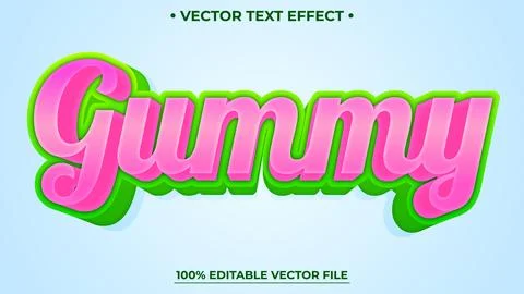 Editable text effect Gummy 3d Cartoon Realistic template style premium vector Stock Illustration