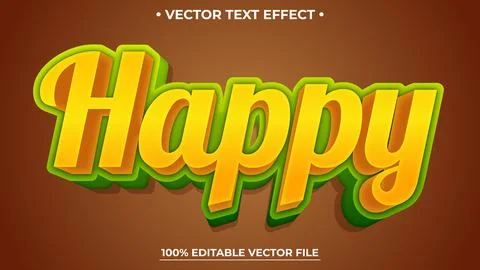 Editable text effect Happy 3d Cartoon Realistic template style premium vector Illustrazione stock