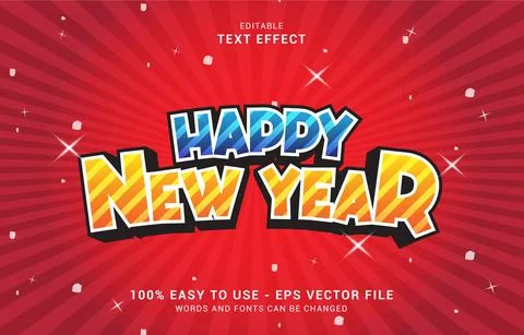 Editable text effect, Happy New Year style Stock Illustration
