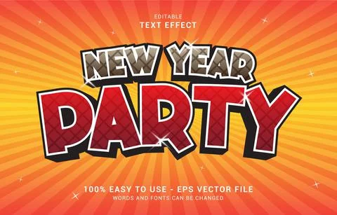 Editable text effect, Happy New Year Party style Stock Illustration