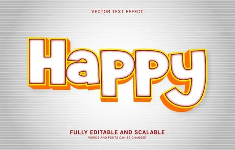 Editable text effect, Happy style Stock Illustration