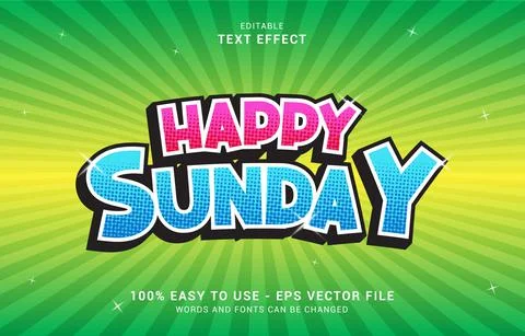 Editable text effect, Happy Sunday style Stock Illustration