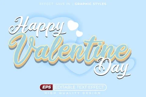Editable text effect happy valentine day Stock Illustration