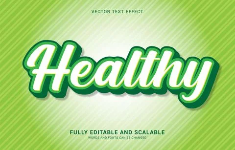 Editable text effect, Healthy style Stock Illustration