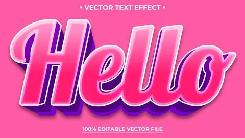 Editable text effect Hello Colorful Gradient Bold template style premium vect Stock Illustration