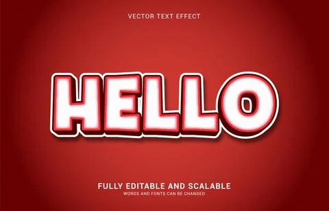 Editable text effect, Hello style Stock Illustration