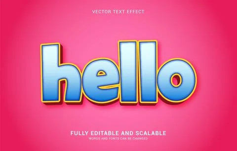 Editable text effect, Hello style Stock Illustration