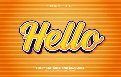 Editable text effect, Hello style Stock Illustration