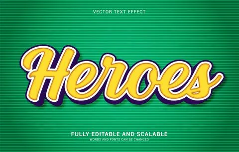 Editable text effect, Heroes style Illustrazione stock
