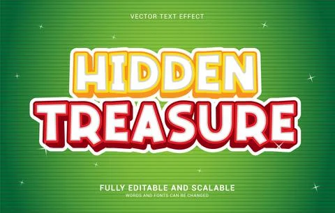 Editable text effect, Hidden Treasure style Stock Illustration
