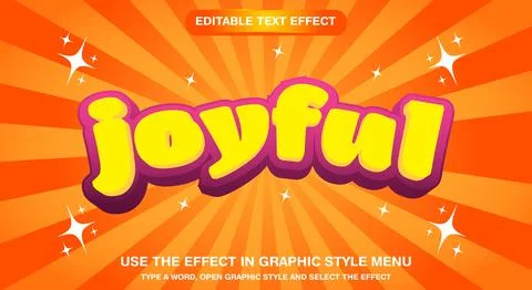 Editable text effect joyful cartoon text Stock Illustration