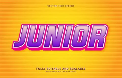 Editable text effect, Junior style Stock Illustration