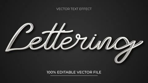 Editable text effect Lettering 3d silver text vector illustration 스톡 일러스트