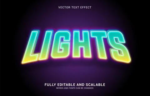 Editable text effect, Lights style Stock Illustration